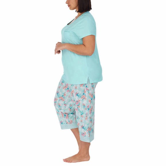 Carole Hochman Women's 4 Piece Pajama Set - Tank Top, Short Sleeve Top, Short - Picture 6 of 8